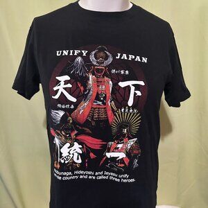 Samurai Nobunaga Hideyoshi Ieyasu Unify Japan Men's Black T Shirt Medium Pinstar